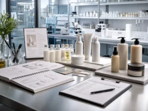 Custom hair care formulation process from brand brief to mass production.