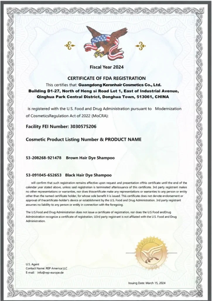 FDA Registration Certificate
