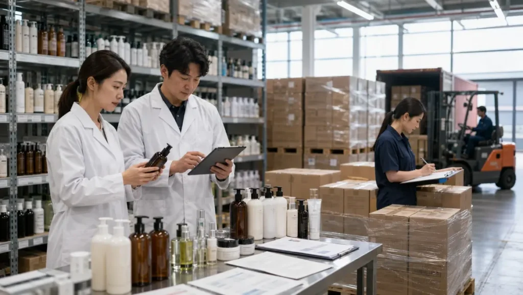 Hair care R&D team testing formulations and evaluating samples in a cosmetics laboratory
