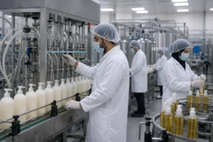 Saudi Arabia hair care manufacturing factory with shampoo and hair oil filling lines