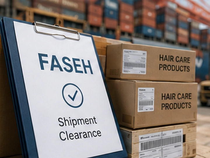 Imported hair care products completing Saudi shipment clearance through the FASEH system