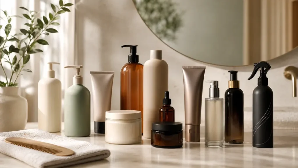 Unbranded hair care products representing mass-market, salon, and luxury brand categories in 2026